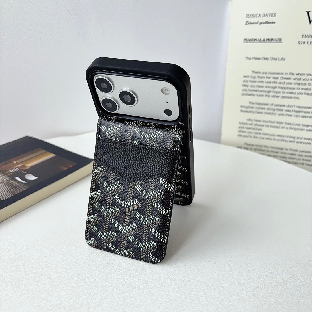 Luxury Leather GD iPhone Case With Card Holder For iPhone 17 Series-CYGD218
