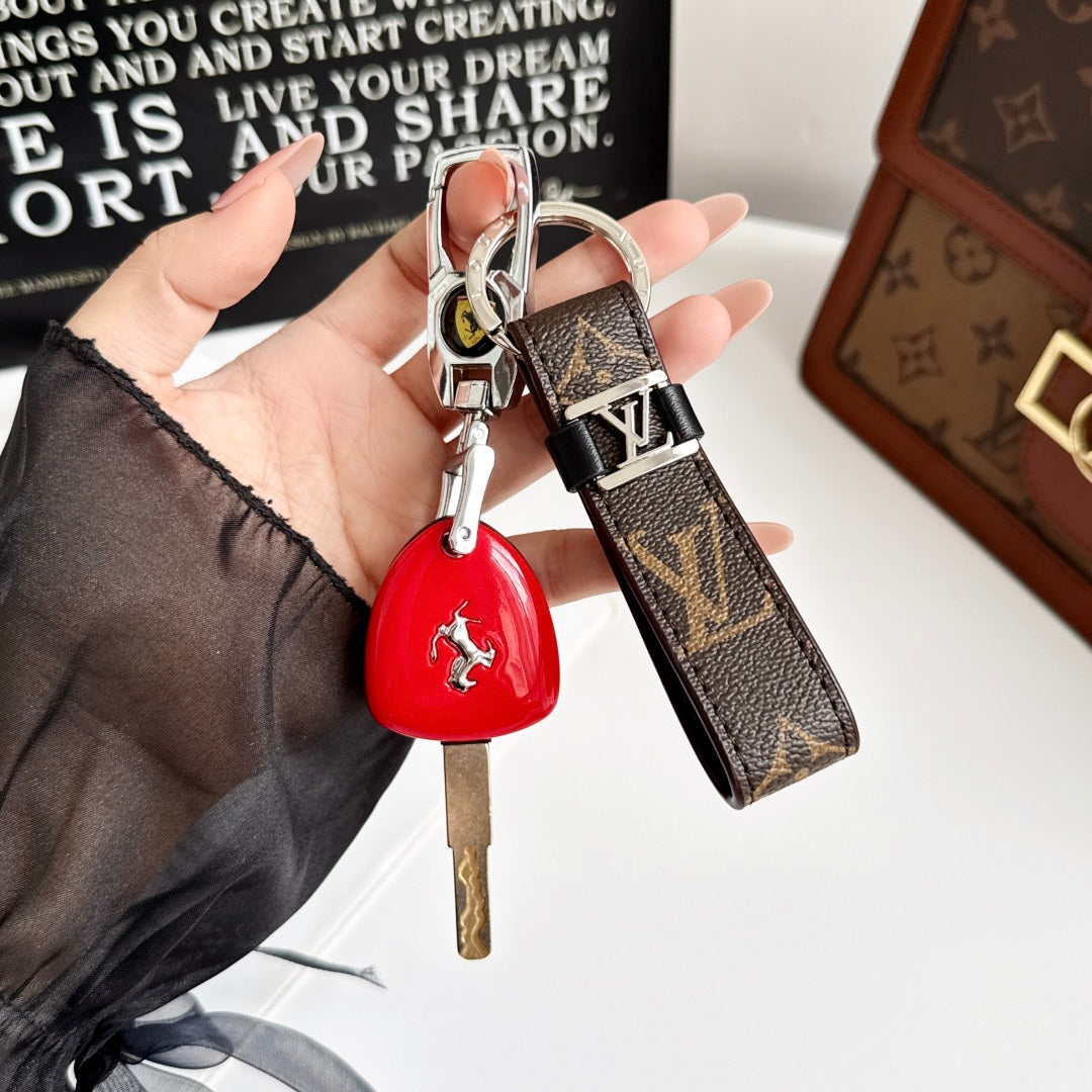 Leather Monogram Key Ring Bag Charm-CYLV221
