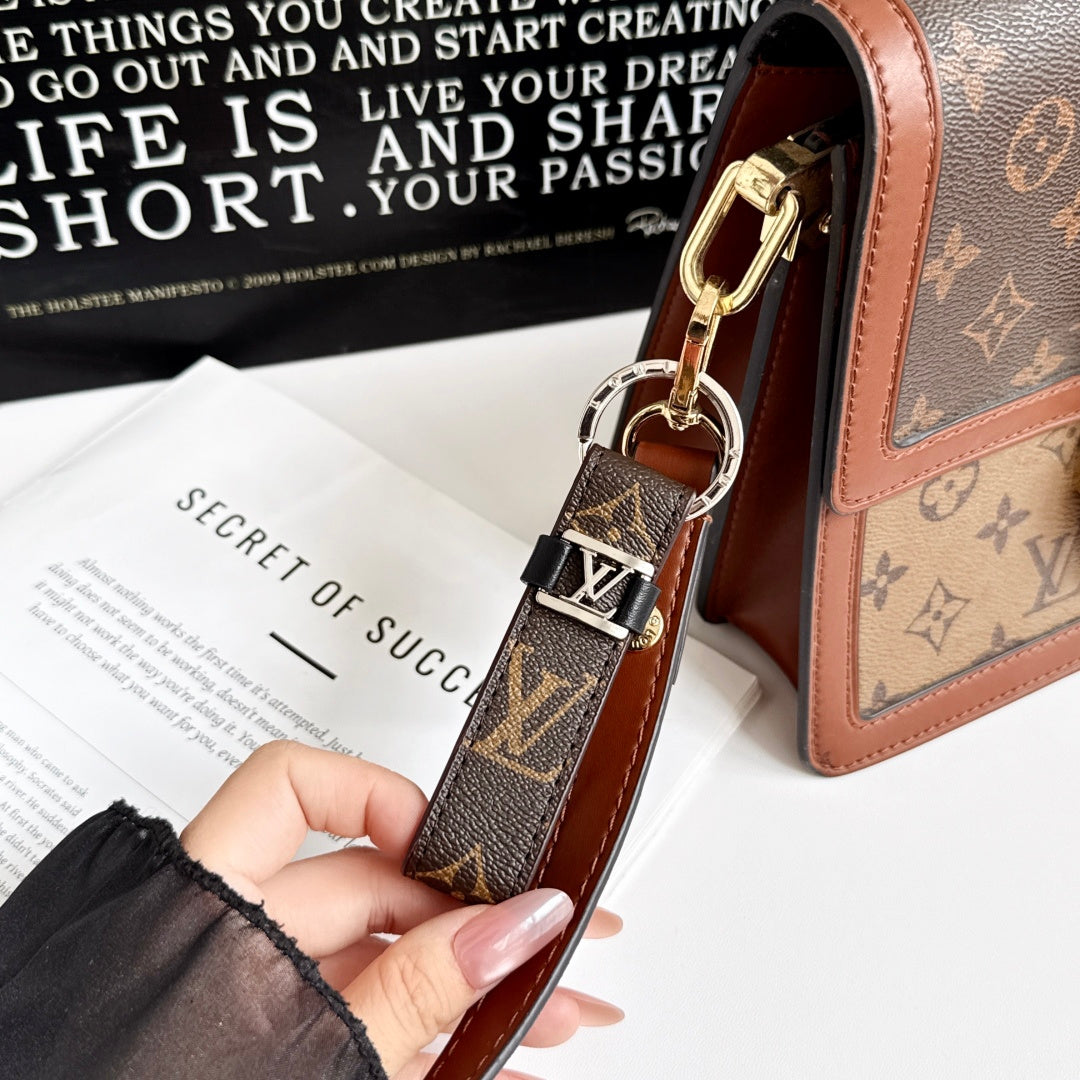 Leather Monogram Key Ring Bag Charm-CYLV221